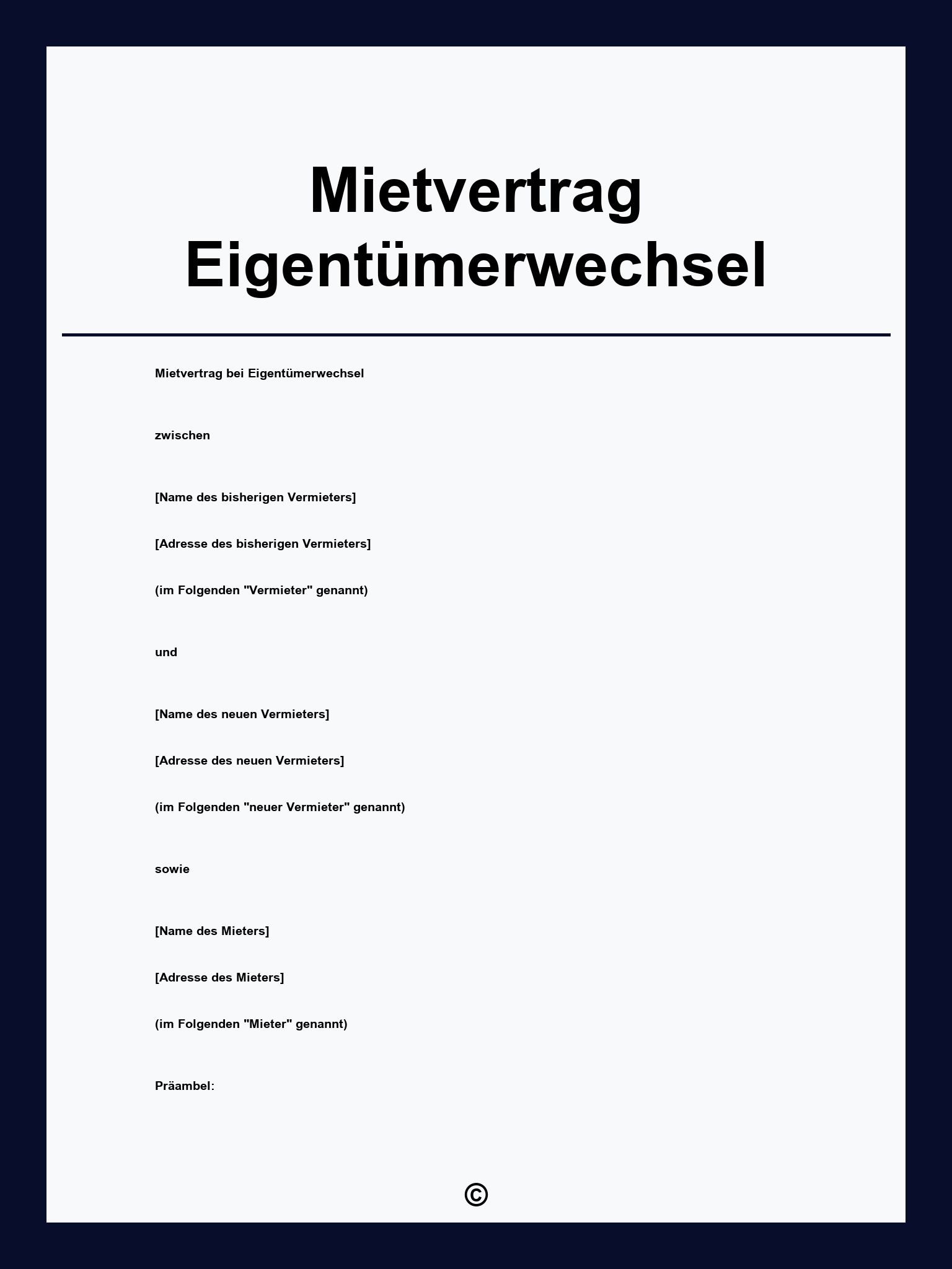 Mietvertrag Eigentümerwechsel